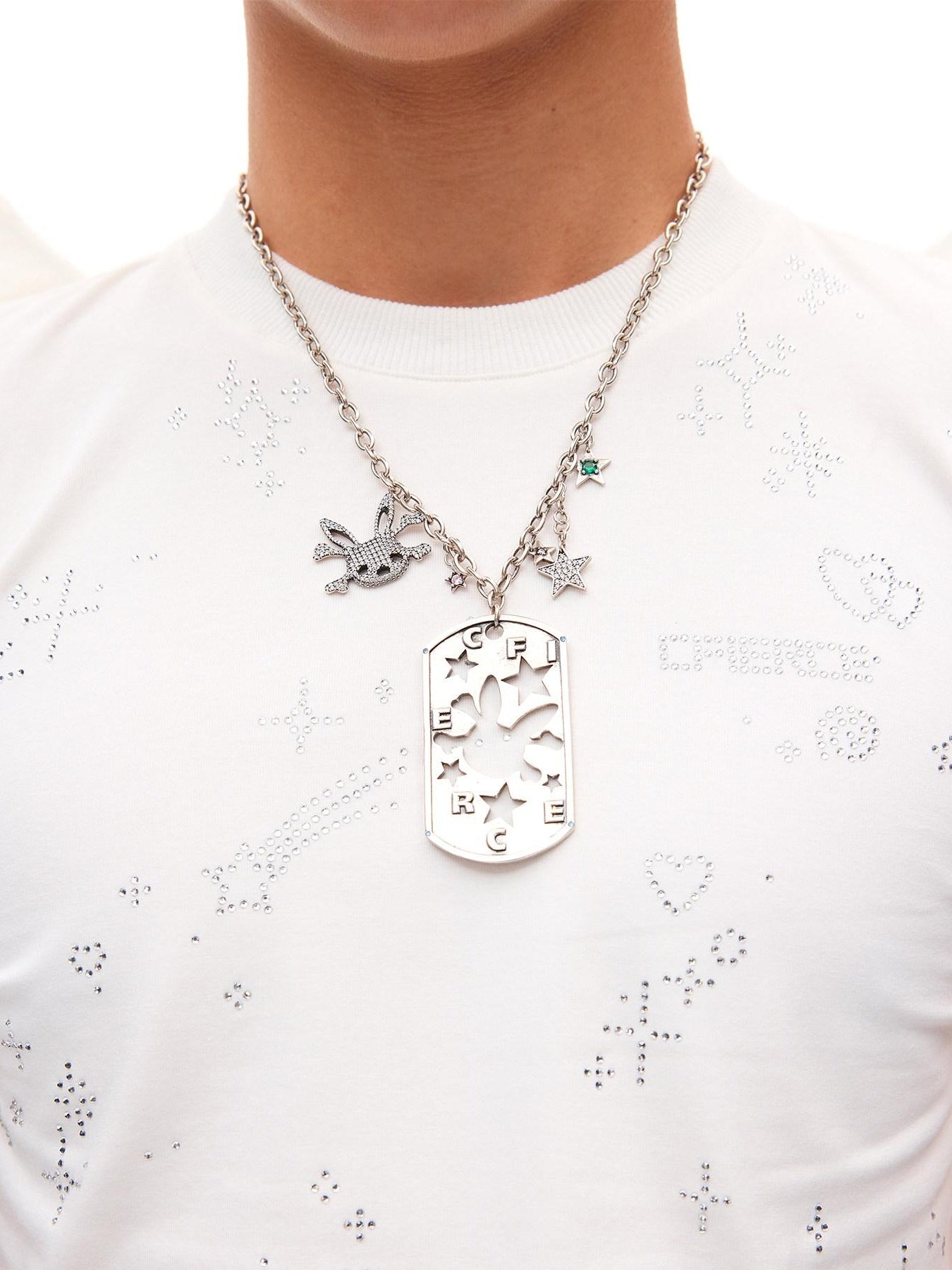 CFIERCE Original Design Copper Chain Zircon Silver Pendant For Couples Gift Necklace