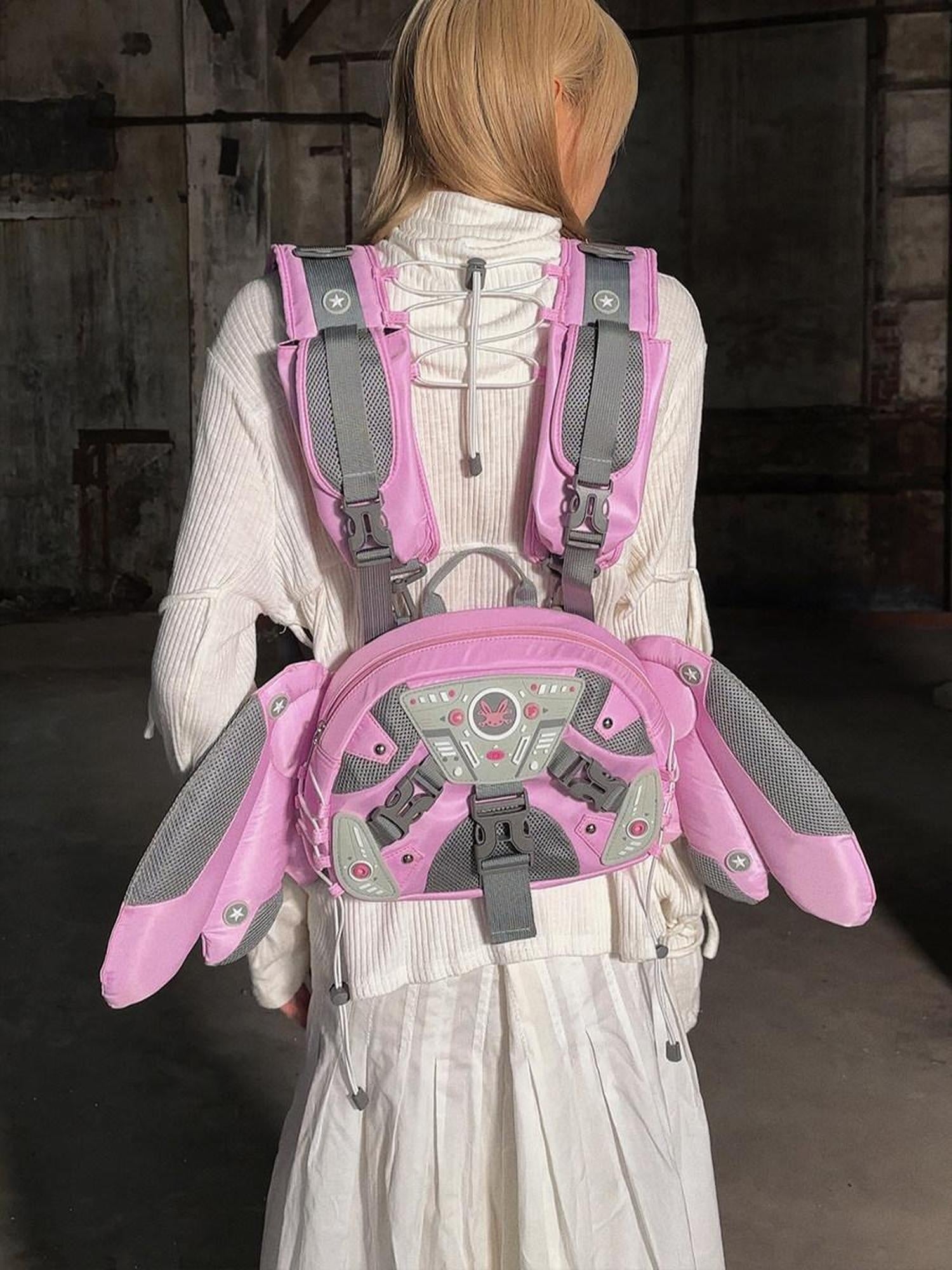 CFIERCE Original Design Zip Closure Cute Pink And White Unisex Casual Top