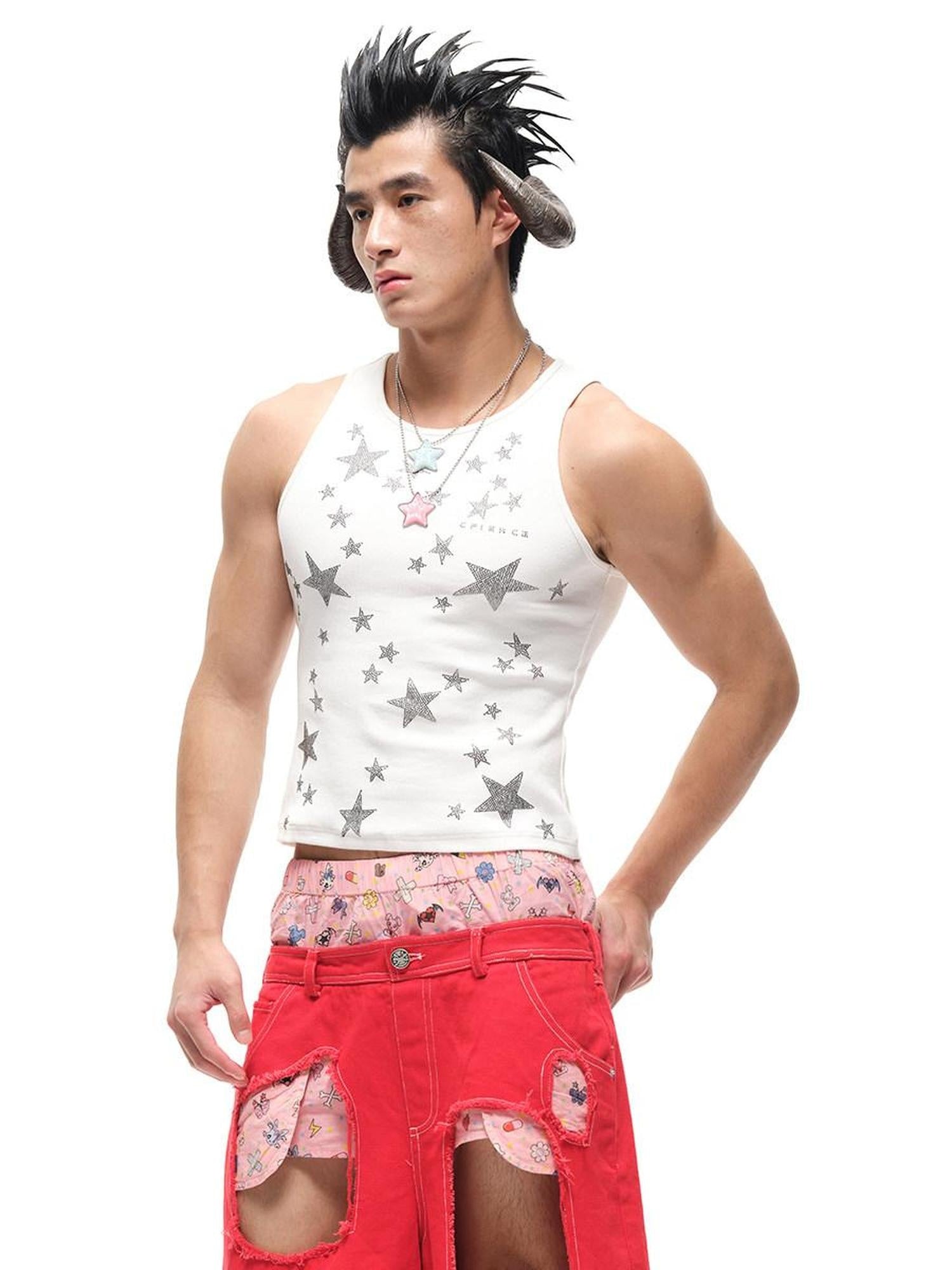 CFIERCE Original Printed Slim Fit Cotton Stretch Unisex Racerback Letter Tank Top