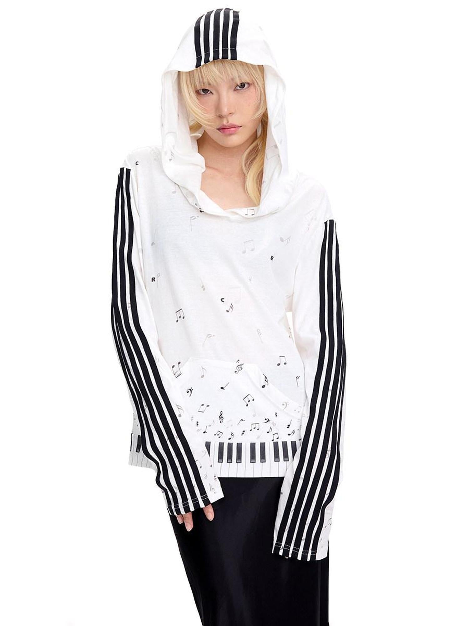 CFIERCE Oversized Cotton Blend Streetwear Loose Fit Unisex Youth White Pullover Hoodie