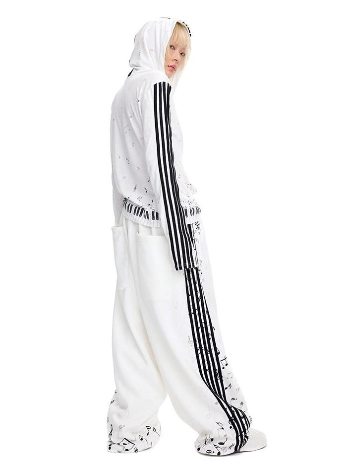 CFIERCE Oversized Cotton Blend Streetwear Loose Fit Unisex Youth White Pullover Hoodie