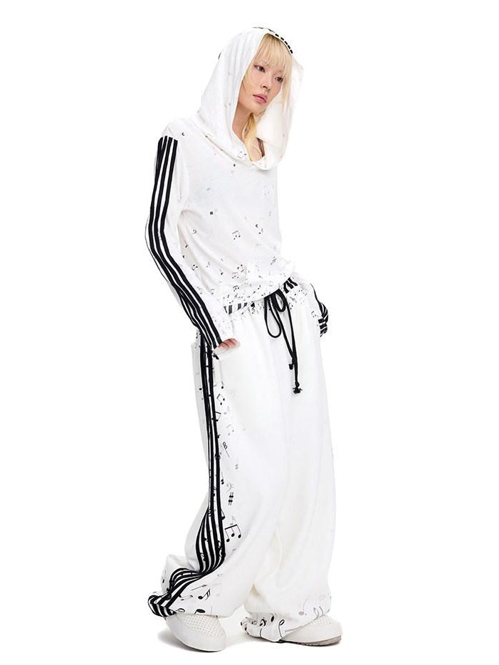 CFIERCE Oversized Cotton Blend Streetwear Loose Fit Unisex Youth White Pullover Hoodie