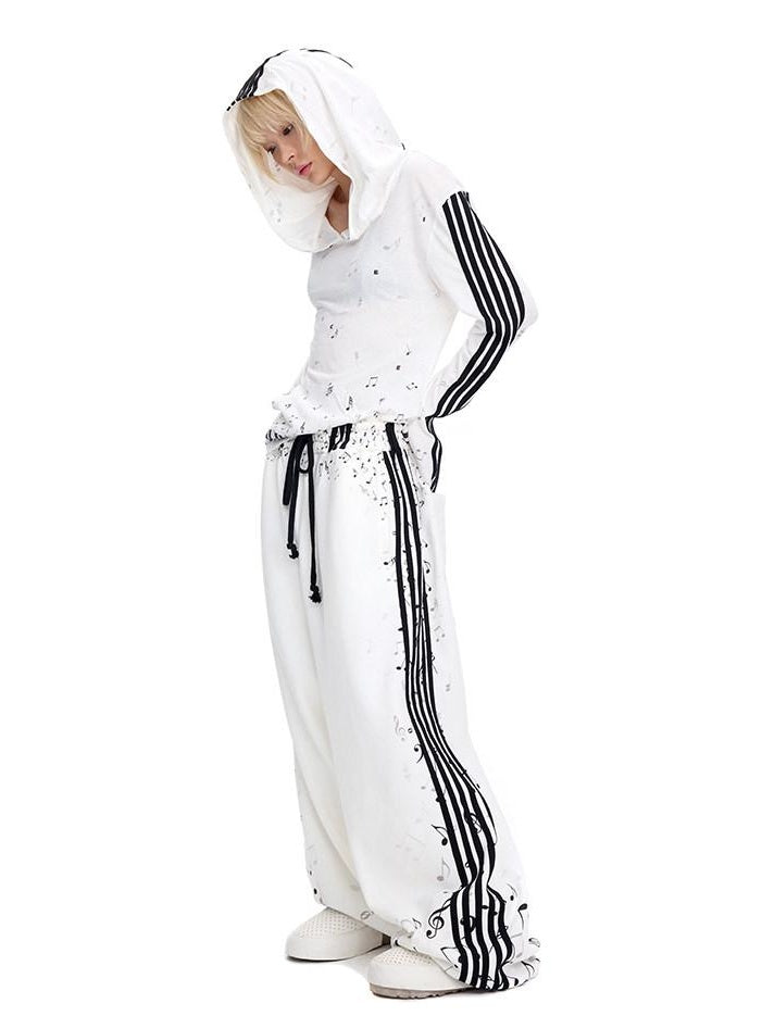 CFIERCE Oversized Cotton Blend Streetwear Loose Fit Unisex Youth White Pullover Hoodie