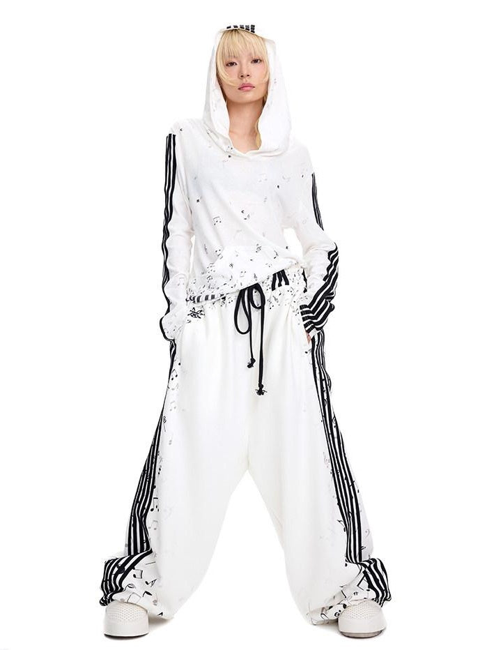CFIERCE Oversized Cotton Blend Streetwear Loose Fit Unisex Youth White Pullover Hoodie