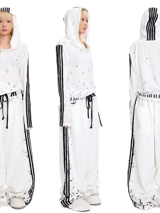 CFIERCE Oversized Cotton Blend Streetwear Loose Fit Unisex Youth White Pullover Hoodie