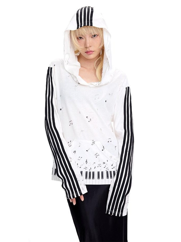 CFIERCE Oversized Cotton Blend Streetwear Loose Fit Unisex Youth White Pullover Hoodie