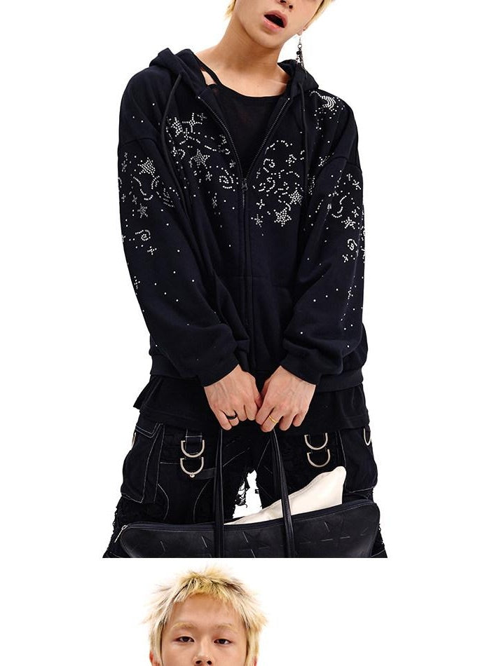 CFIERCE Oversized Hooded Cotton Blend Long Sleeve Unisex Youth Black Casual