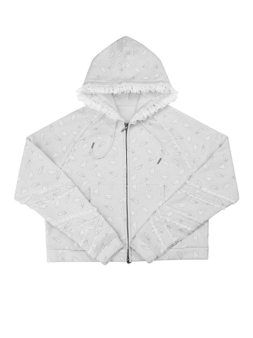 CFIERCE Oversized Hooded Zip Cartoon Cotton Blend Commuter Youth Unisex Cardigan