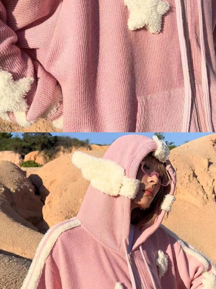 CFIERCE Pink Colorblock V-neck Longline Loose Fit Sweet Long Sleeve Dress