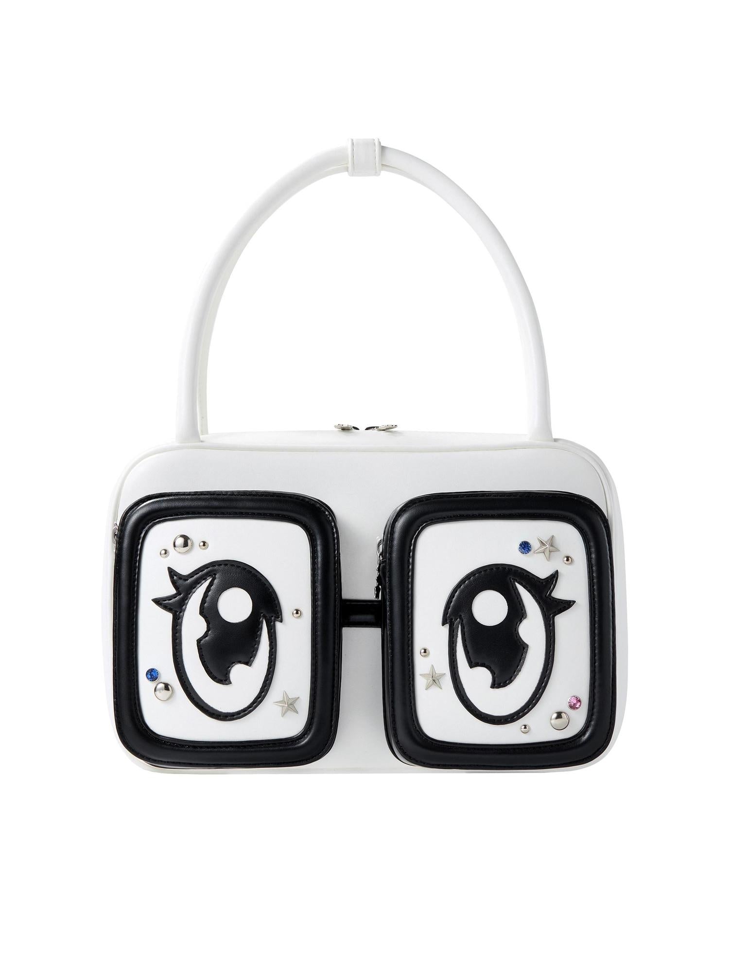 CFIERCE Playful Big Eye Graphic Square Handheld Single Strap Unisex Medium Large Bag