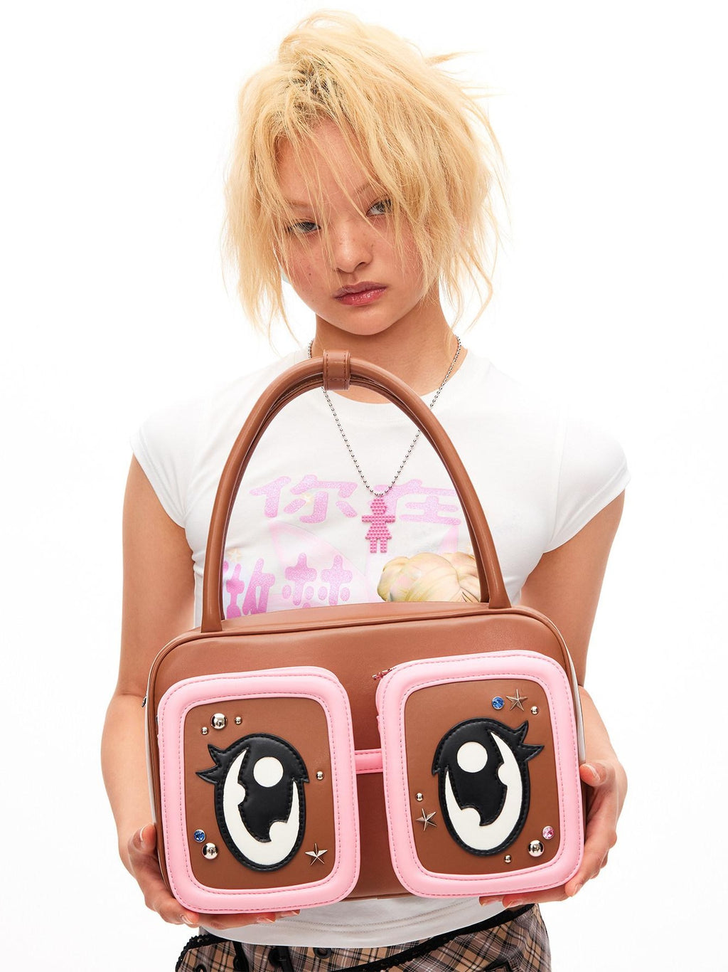 CFIERCE Playful Big Eye Graphic Square Handheld Single Strap Unisex Medium Large Bag