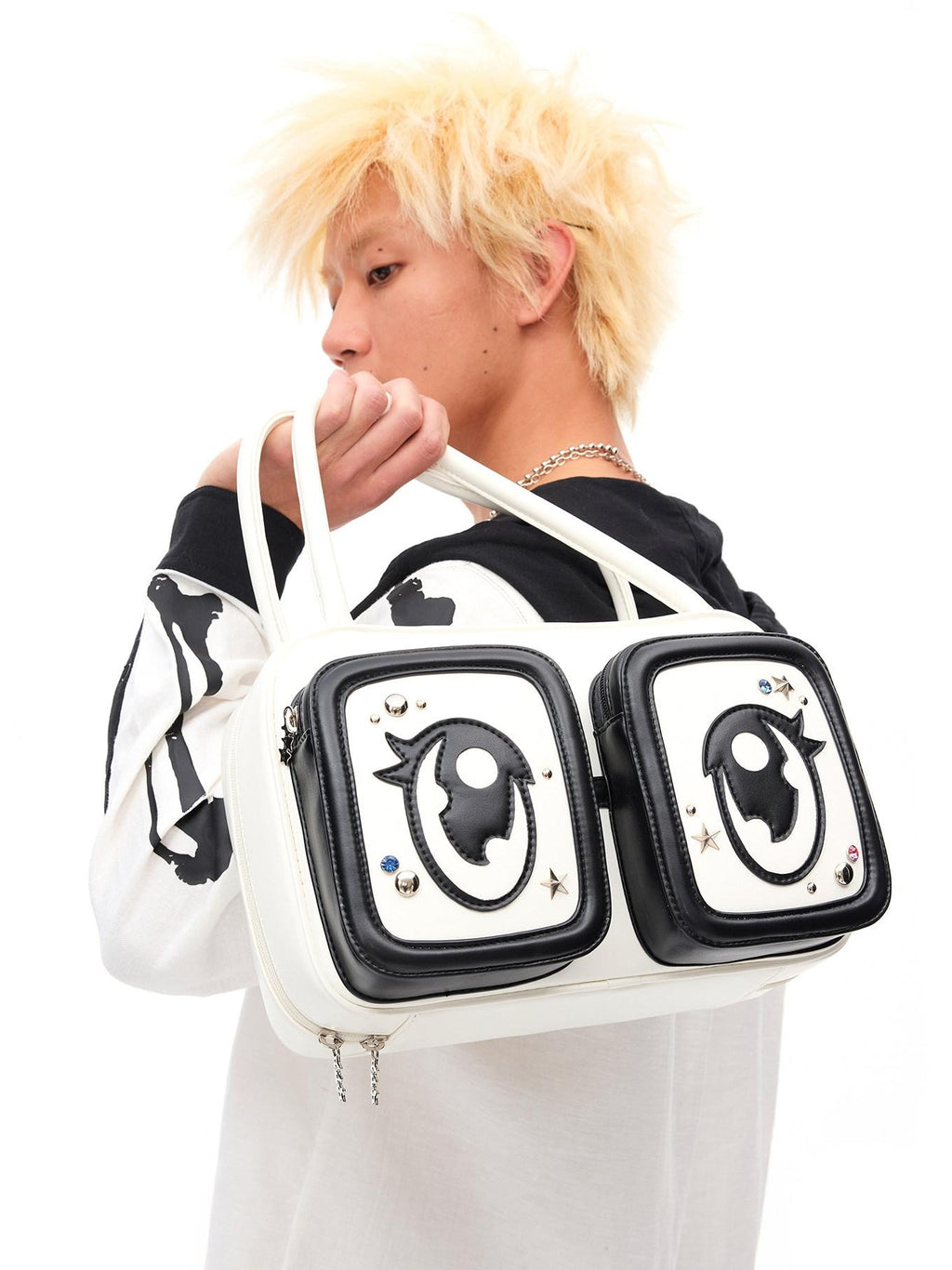 CFIERCE Playful Big Eye Graphic Square Handheld Single Strap Unisex Medium Large Bag