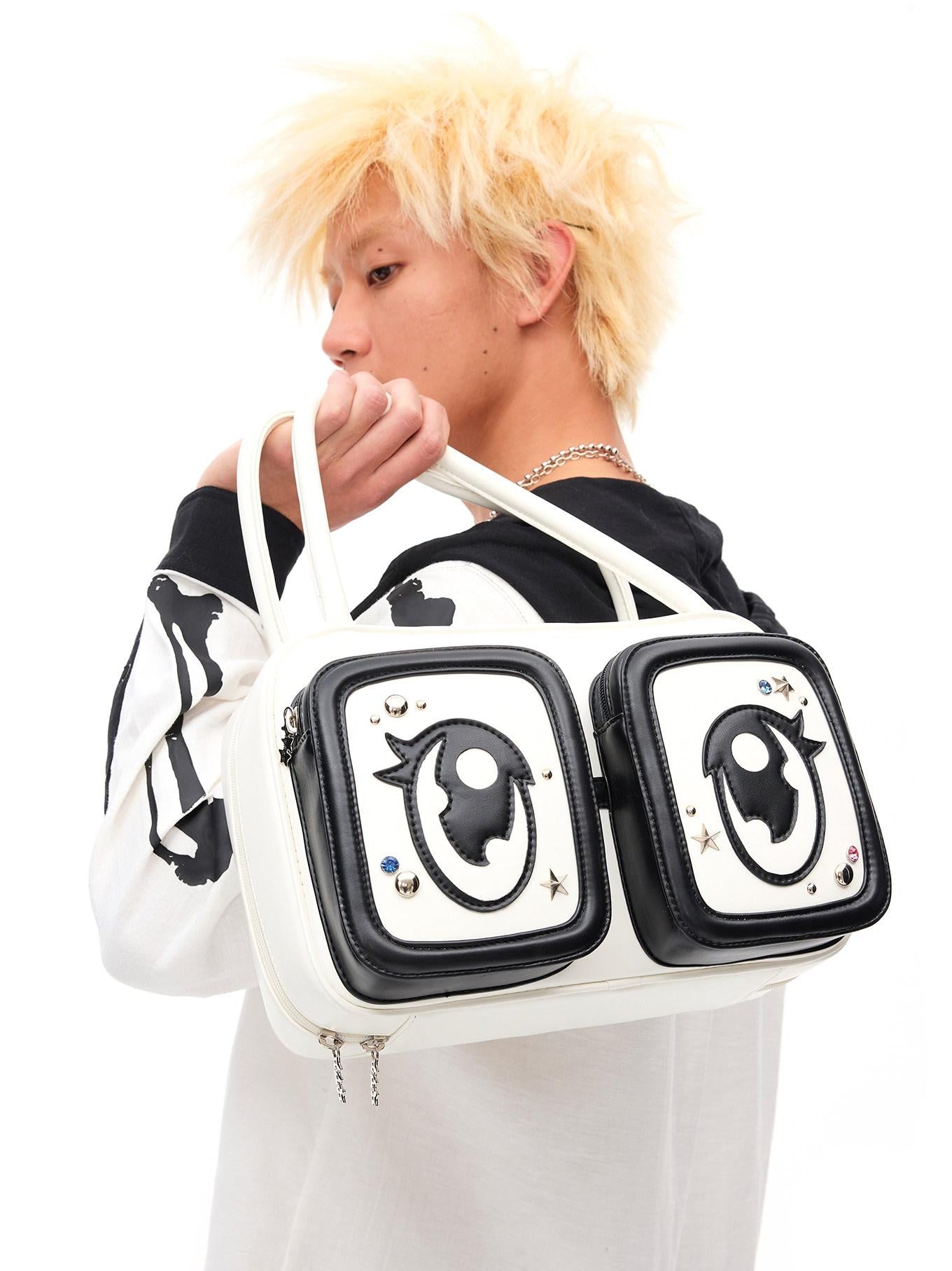 CFIERCE Playful Big Eye Graphic Square Handheld Single Strap Unisex Medium Large Bag
