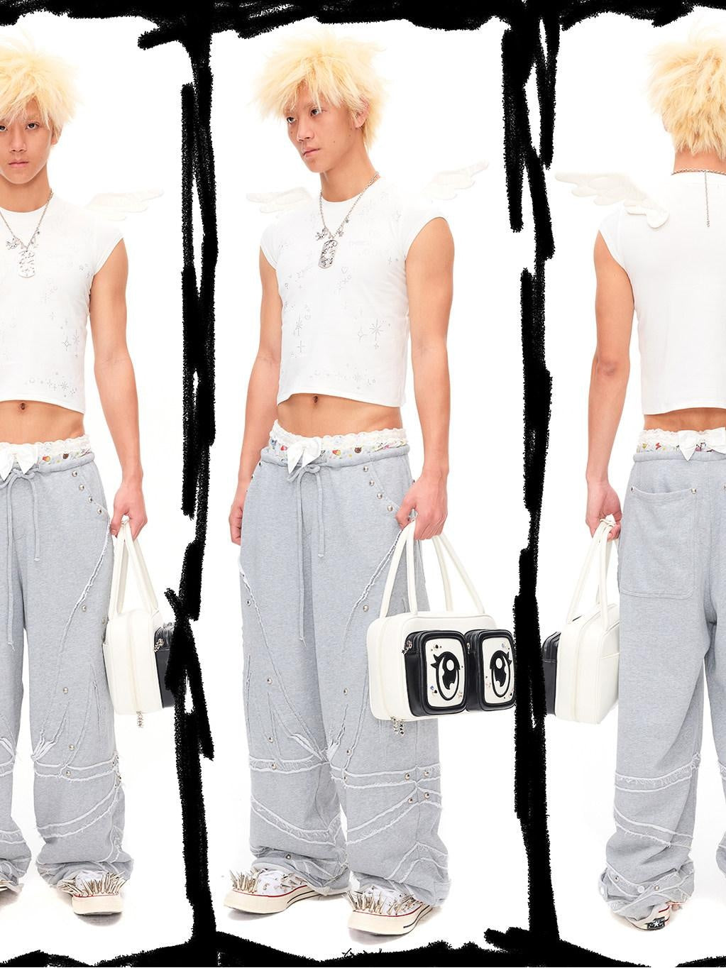 CFIERCE Playful Big Eye Graphic Square Handheld Single Strap Unisex Medium Large Bag