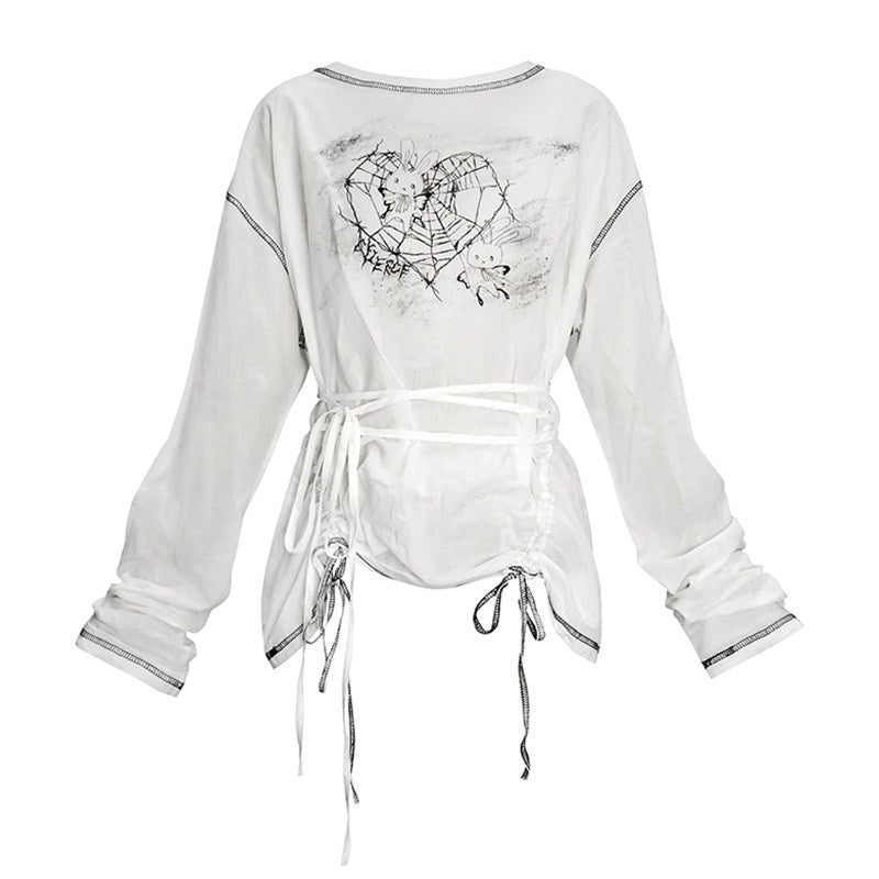 CFIERCE_Pure_Cotton_Cartoon_Print_Pleated_Loose_Fit_Streetwear_Pullover_Unisex_White_MISSTT