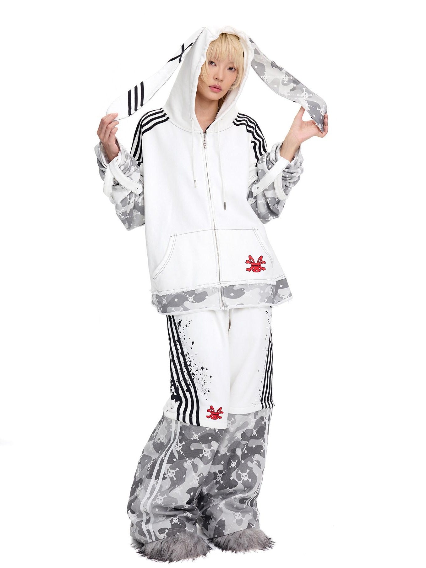 CFIERCE Pure Cotton Soft Breathable Loose Fit Hooded Unisex Mature Adults White Hoodie