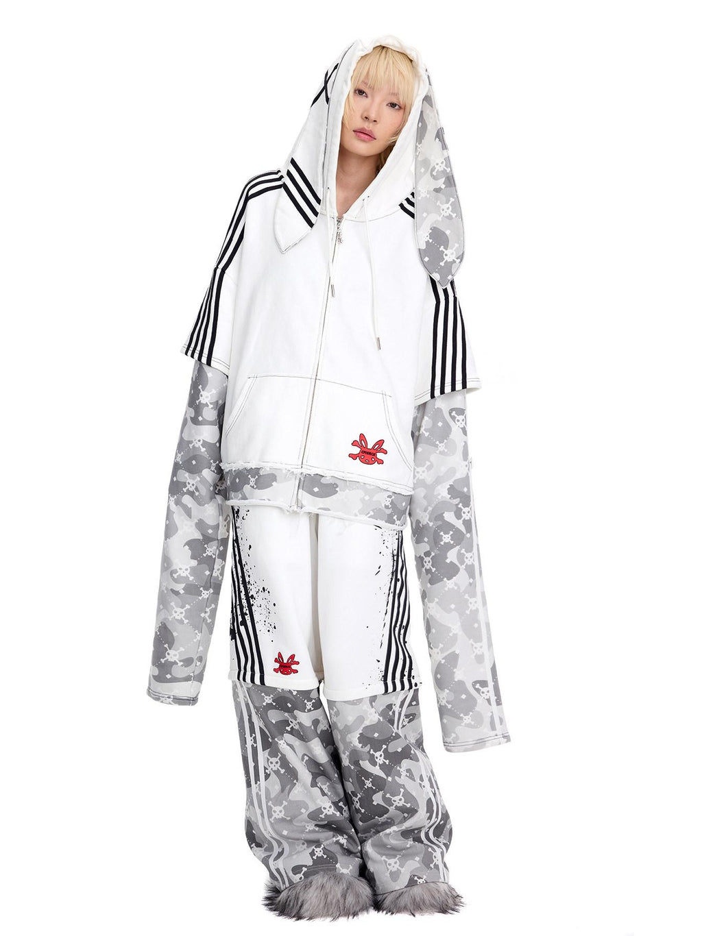 CFIERCE Pure Cotton Soft Breathable Loose Fit Hooded Unisex Mature Adults White Hoodie
