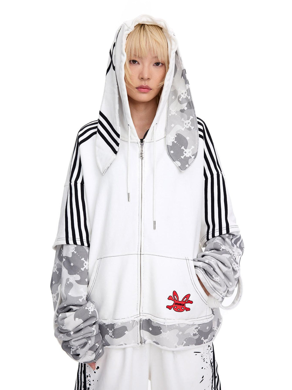 CFIERCE Pure Cotton Soft Breathable Loose Fit Hooded Unisex Mature Adults White Hoodie