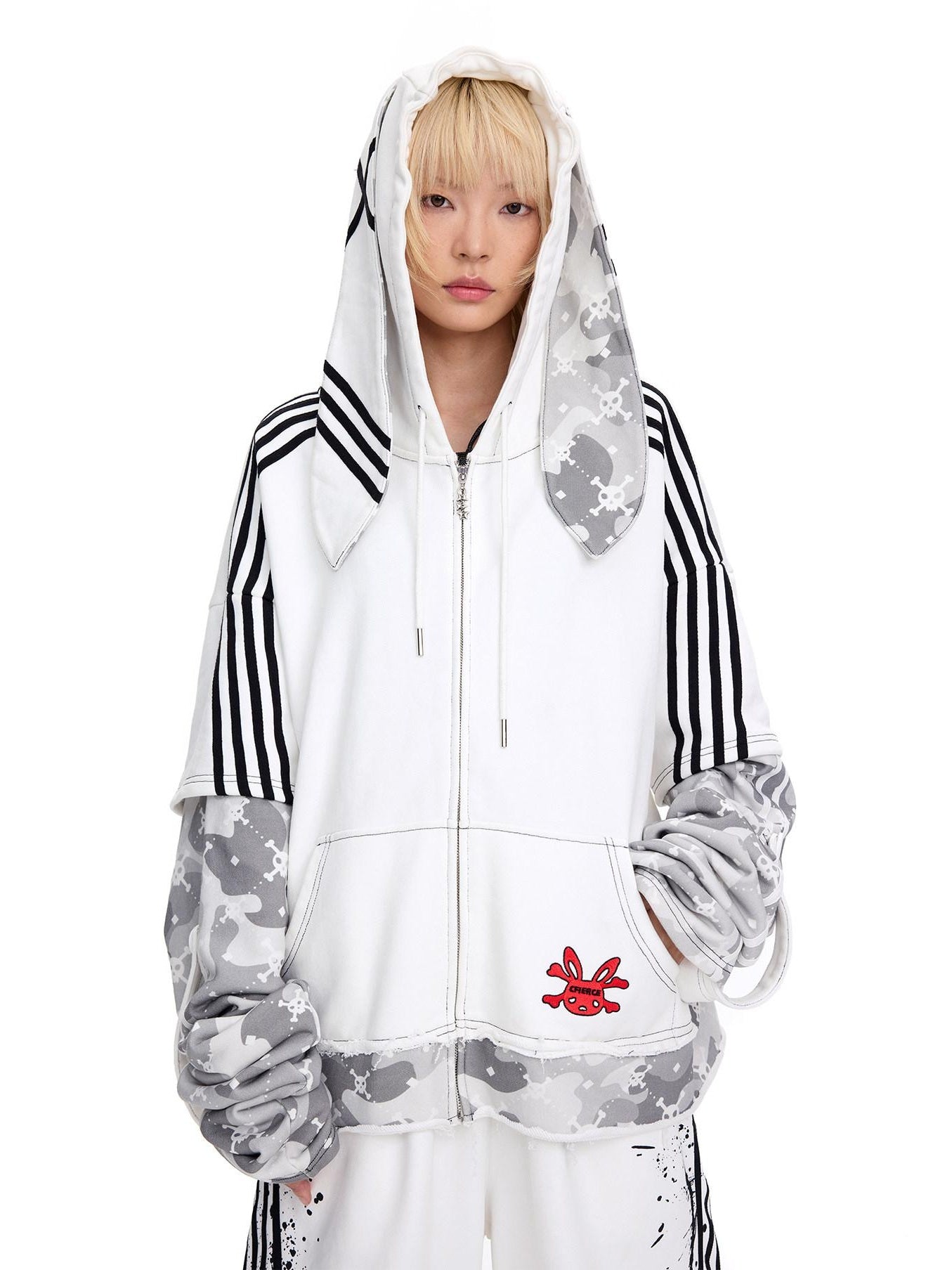 CFIERCE Pure Cotton Soft Breathable Loose Fit Hooded Unisex Mature Adults White Hoodie