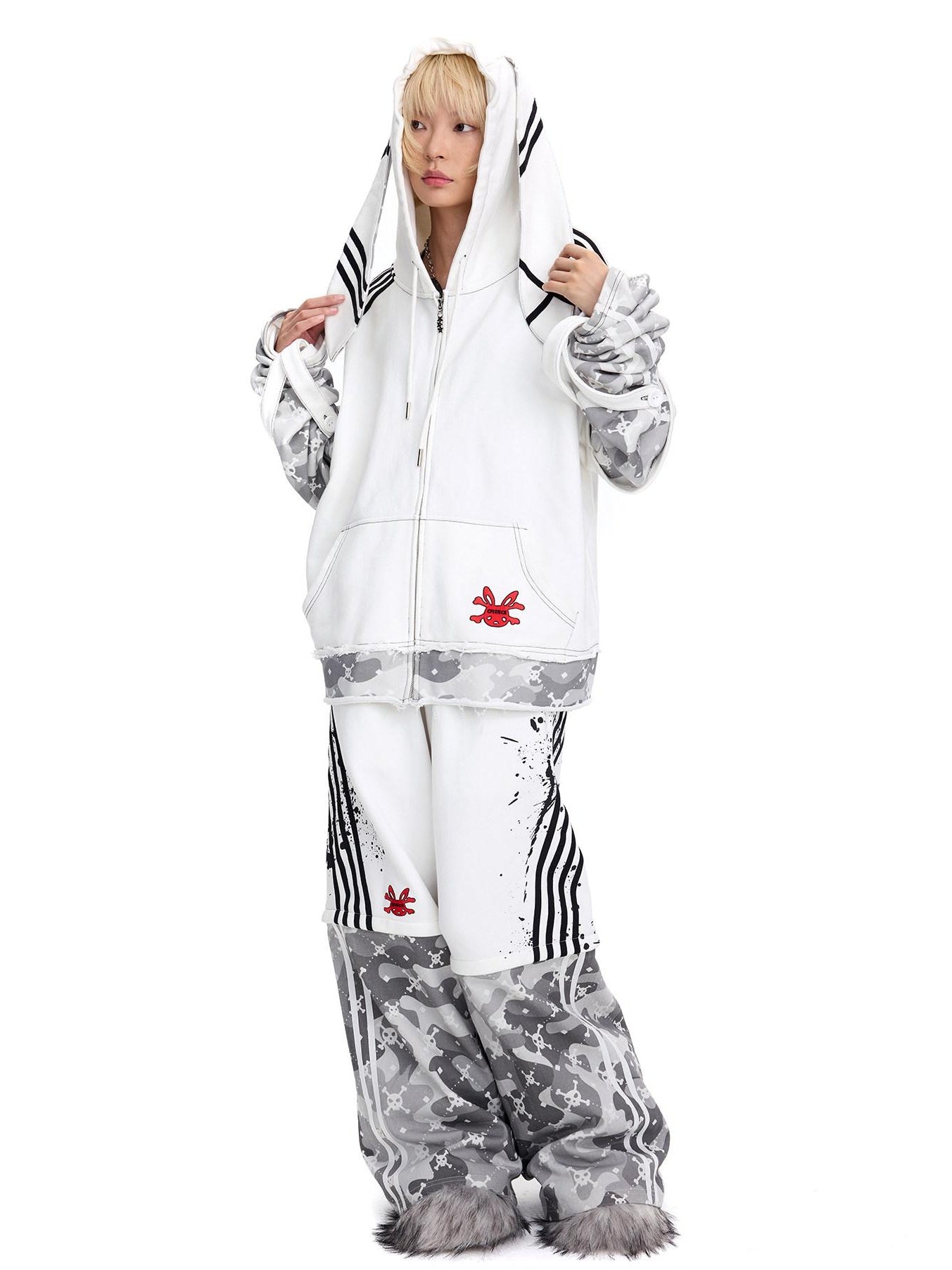 CFIERCE Pure Cotton Soft Breathable Loose Fit Hooded Unisex Mature Adults White Hoodie