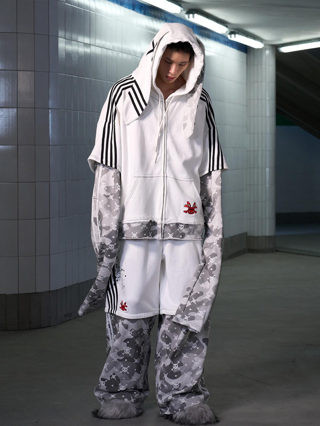 CFIERCE Pure Cotton Soft Breathable Loose Fit Hooded Unisex Mature Adults White Hoodie