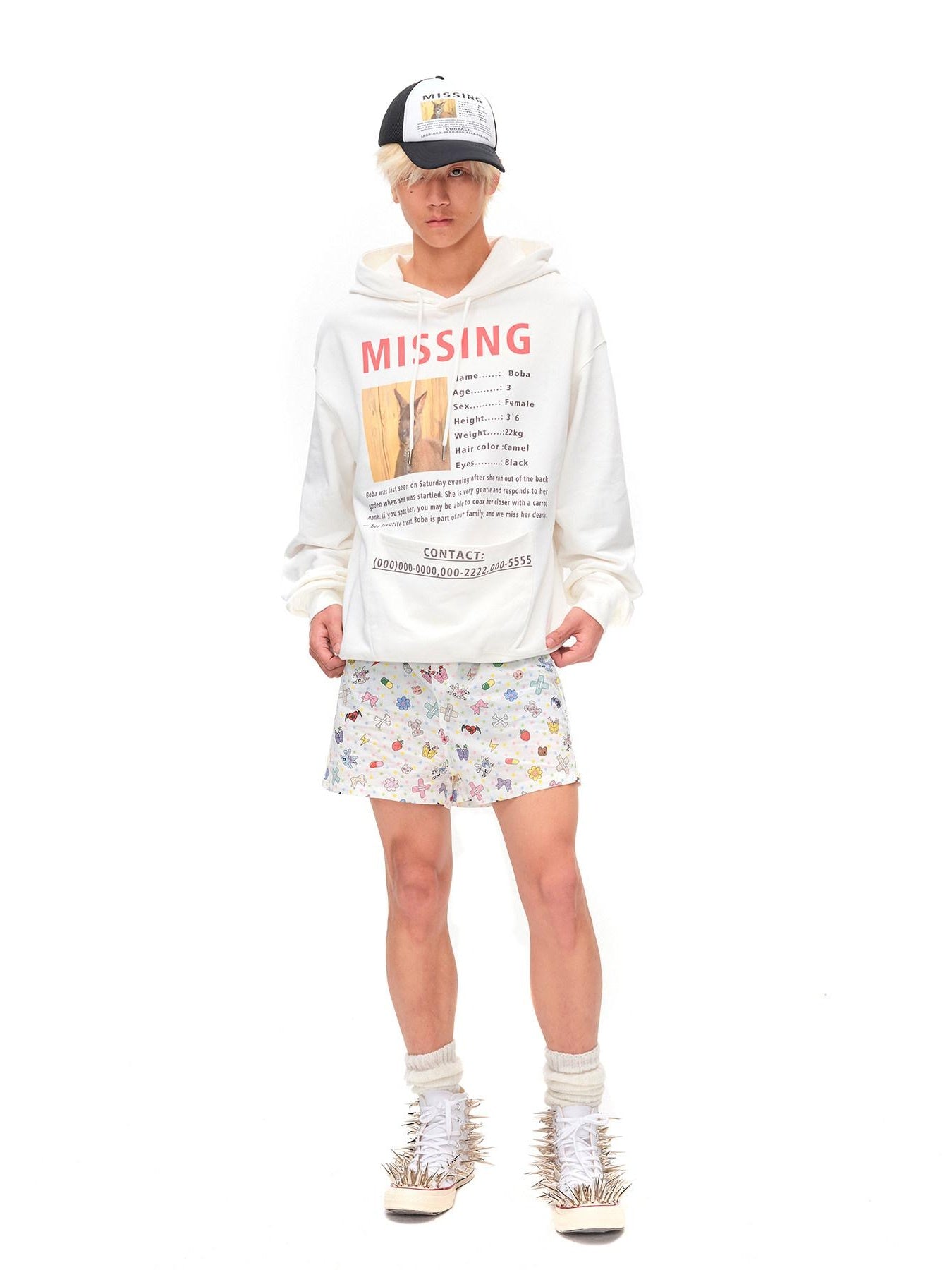 CFIERCE Pure Cotton Soft Breathable Oversized Hooded Letter Print Unisex Pullover Hoodie