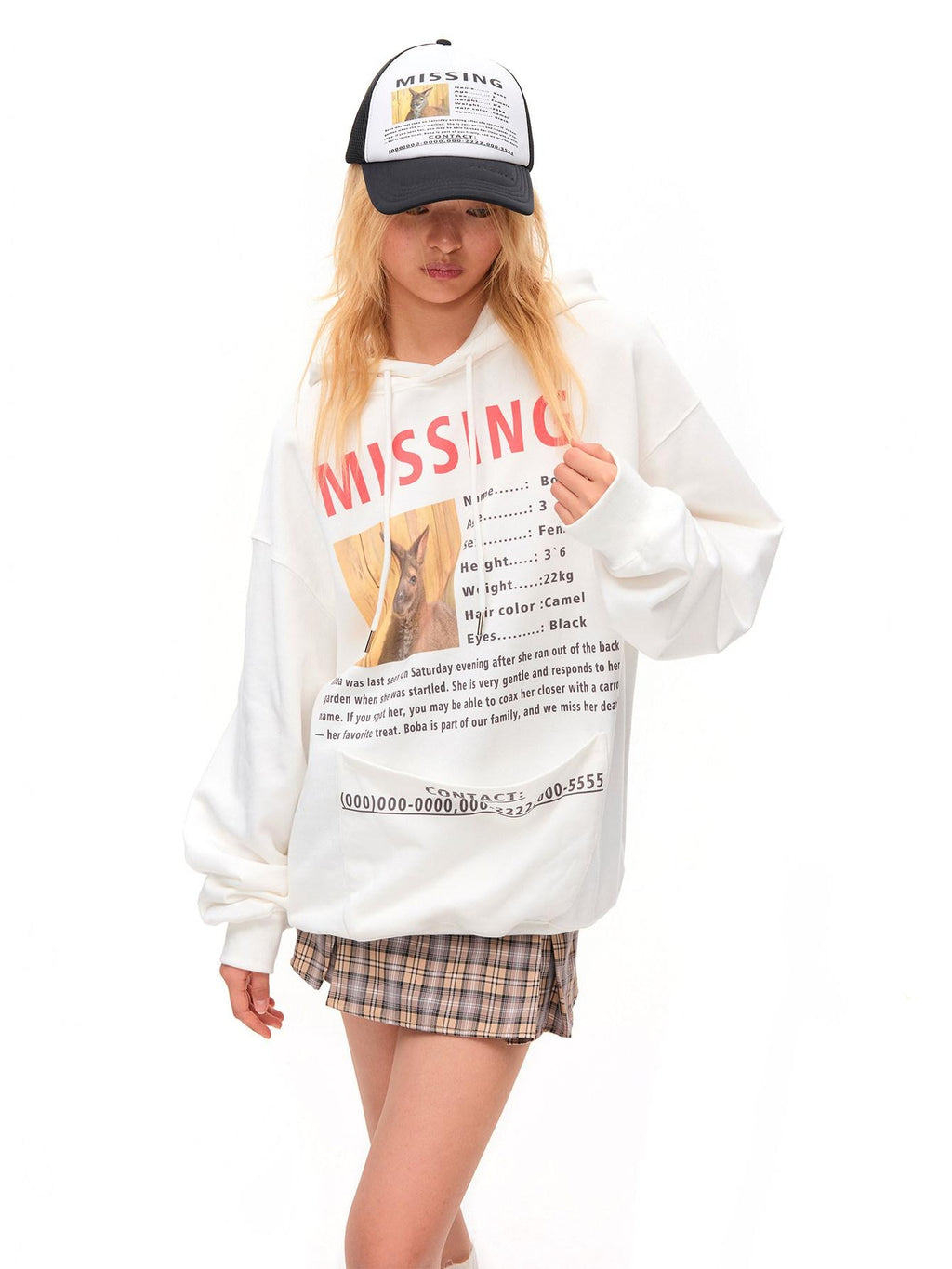 CFIERCE Pure Cotton Soft Breathable Oversized Hooded Letter Print Unisex Pullover Hoodie