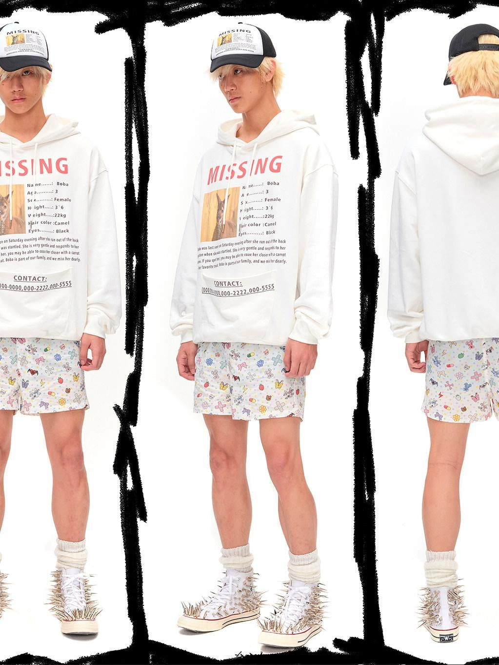 CFIERCE Pure Cotton Soft Breathable Oversized Hooded Letter Print Unisex Pullover Hoodie