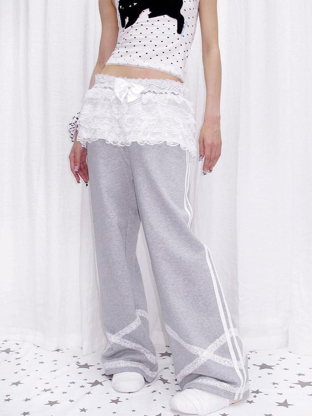 CFIERCE Quick Dry Asymmetric Street Straight Leg Natural Waist Cotton Gray Long Pants