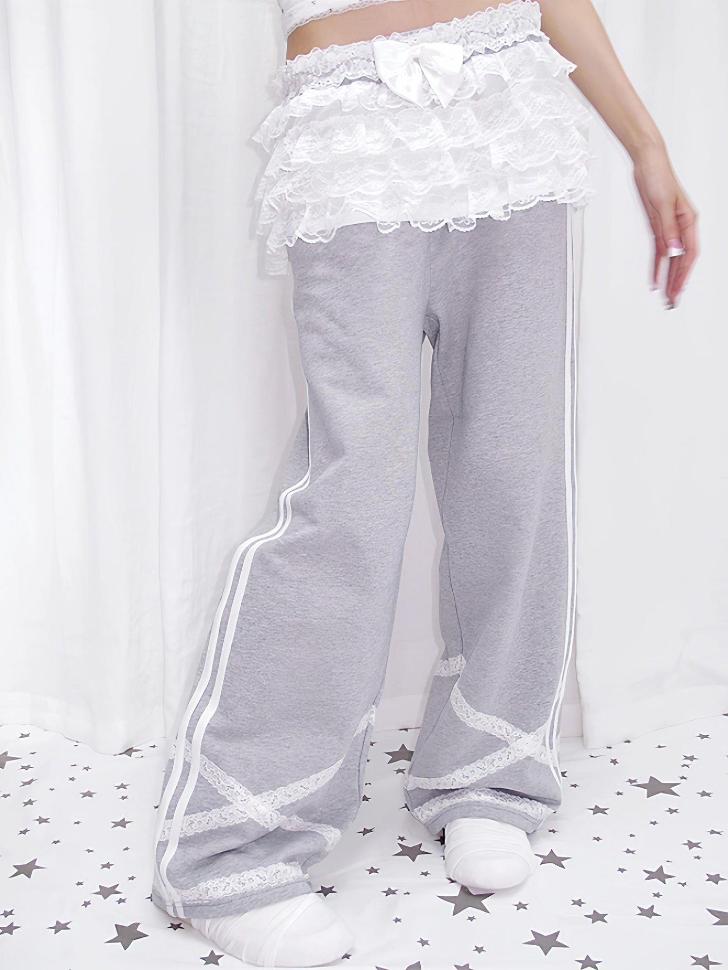 CFIERCE Quick Dry Asymmetric Street Straight Leg Natural Waist Cotton Gray Long Pants