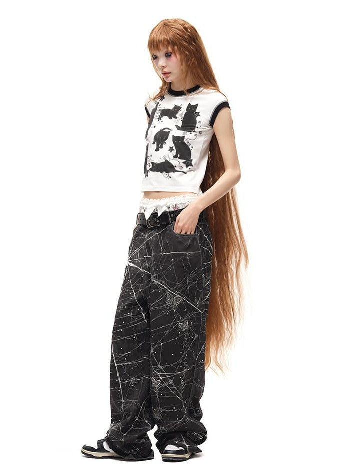 CFIERCE Quick Dry Creative Animal Print Street Slim Fit Cropped Crew Neck Unisex