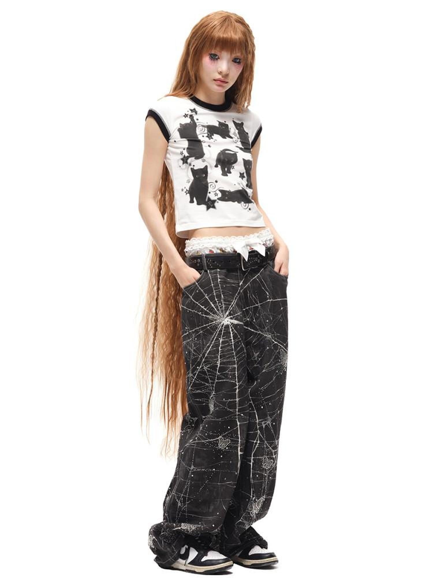 CFIERCE Quick Dry Creative Animal Print Street Slim Fit Cropped Crew Neck Unisex