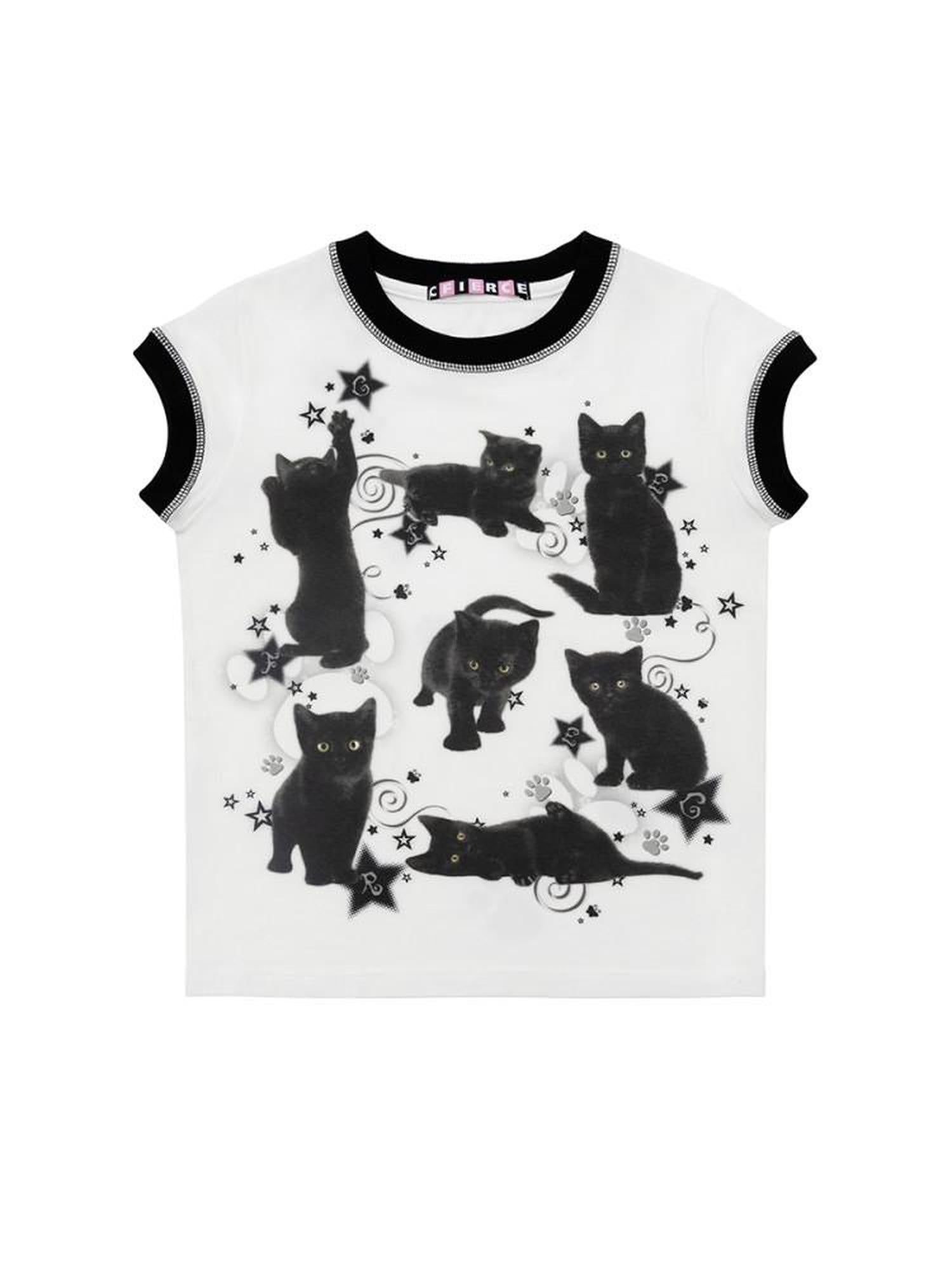 CFIERCE Quick Dry Creative Animal Print Street Slim Fit Cropped Crew Neck Unisex