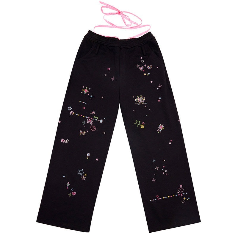 CFIERCE_Rhinestone_100_Percent_Cotton_Loose_Straight_Streetwear_Natural_Waist_Women_MISSTT