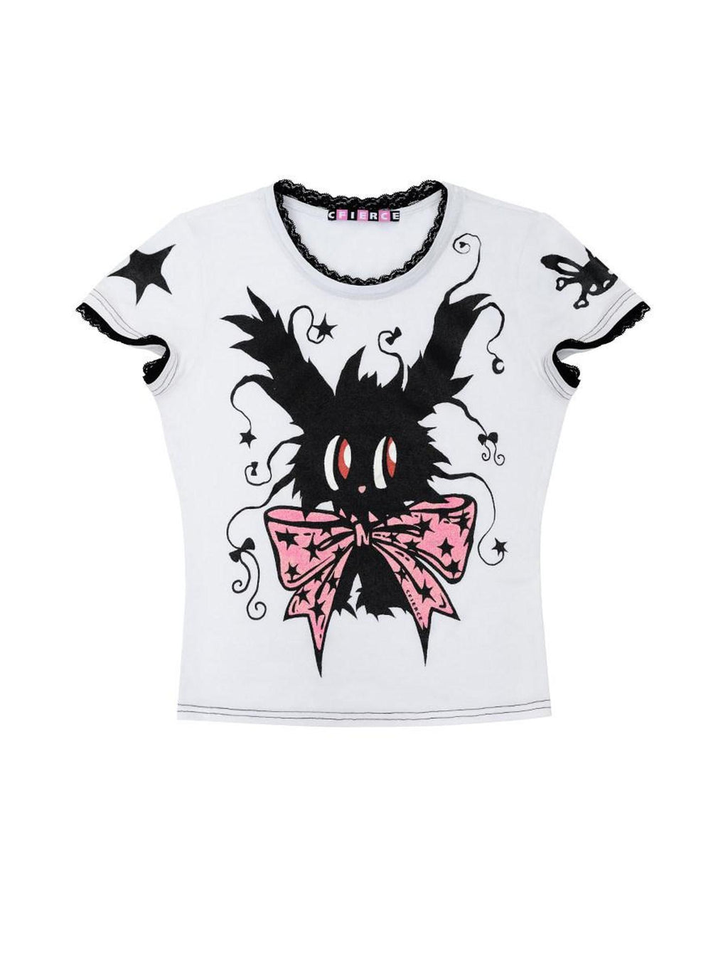 CFIERCE Slim Casual Linen Cropped Printed Butterfly Bow Animal Print Women Pullover