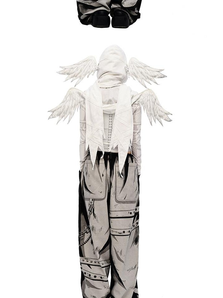 CFIERCE Soft 100% Cotton Printed Wide Leg Casual Natural Waist Youth Unisex Pants