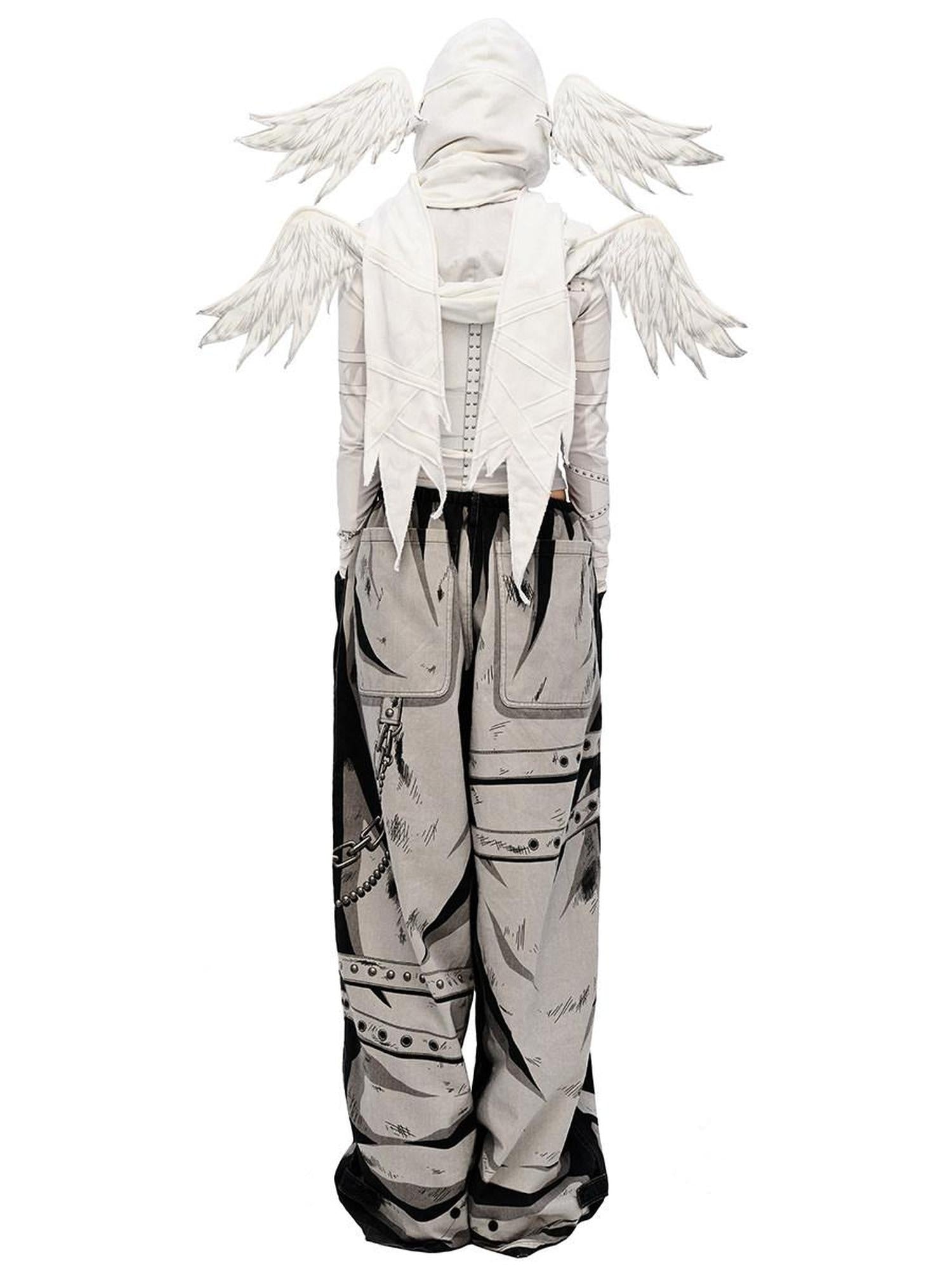CFIERCE Soft 100% Cotton Printed Wide Leg Casual Natural Waist Youth Unisex Pants