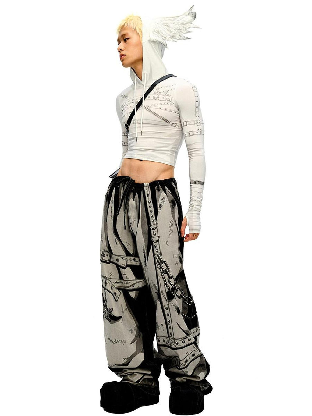 CFIERCE Soft 100% Cotton Printed Wide Leg Casual Natural Waist Youth Unisex Pants