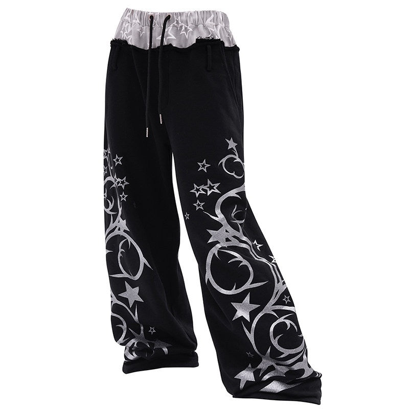 CFIERCE_Soft_100_Percent_Cotton_Embroidered_Street_Loose_Fit_Black_Casual_Pants_MISSTT