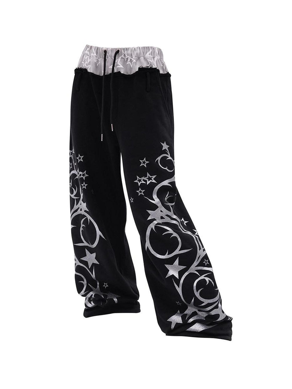 CFIERCE Soft 100 Percent Cotton Embroidered Street Loose Fit Black Casual Pants