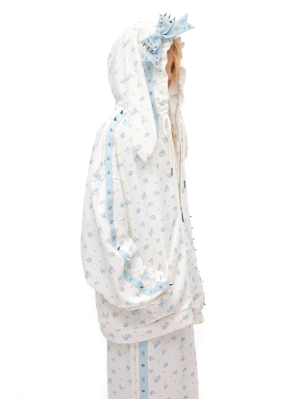 CFIERCE Soft 100 Percent Cotton Floral Loose Fit Hooded Zipper Unisex Pullover