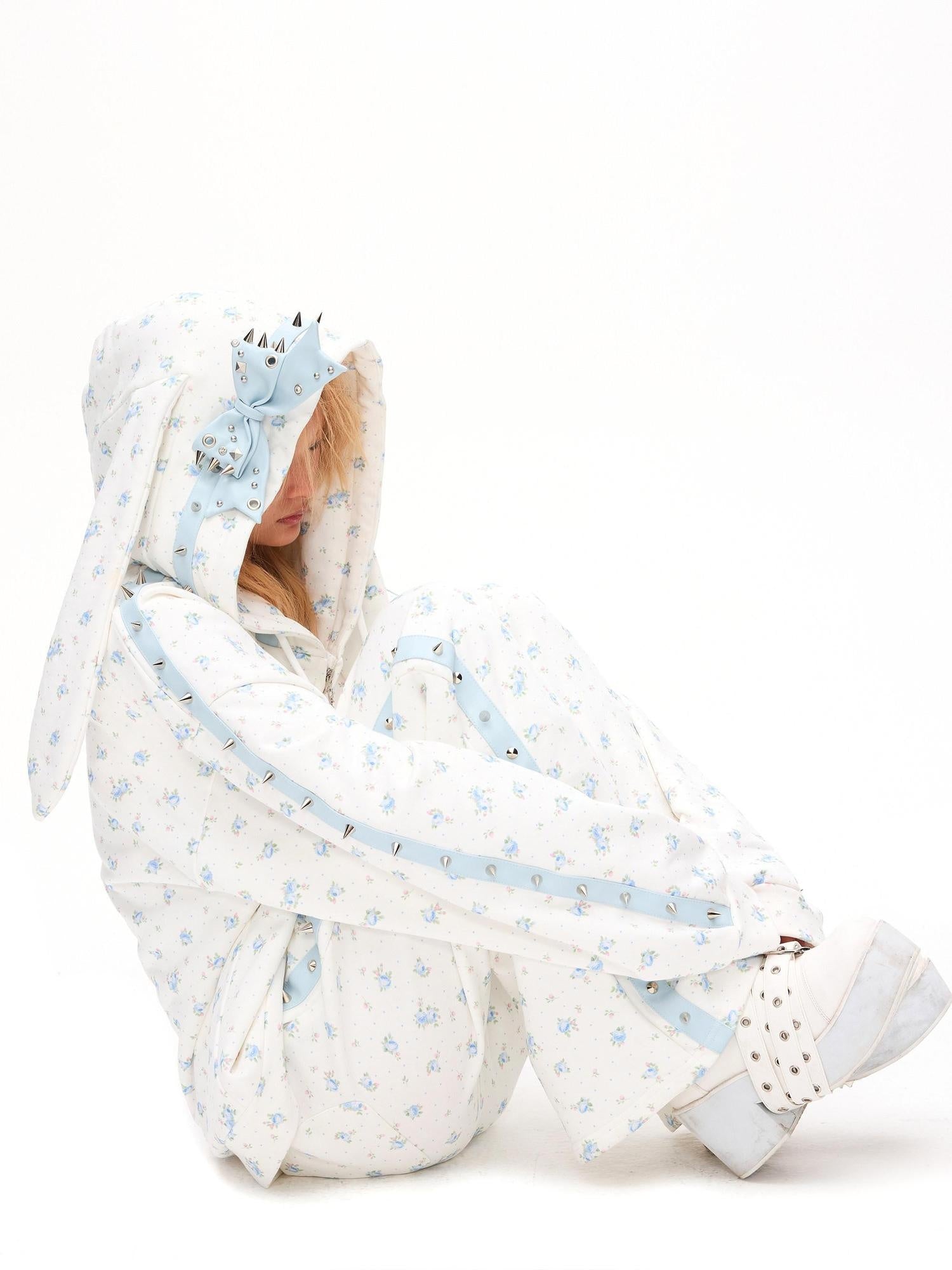 CFIERCE Soft 100 Percent Cotton Floral Loose Fit Hooded Zipper Unisex Pullover