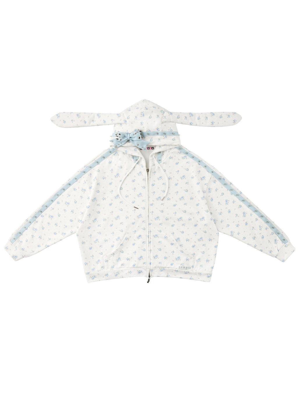 CFIERCE Soft 100 Percent Cotton Floral Loose Fit Hooded Zipper Unisex Pullover