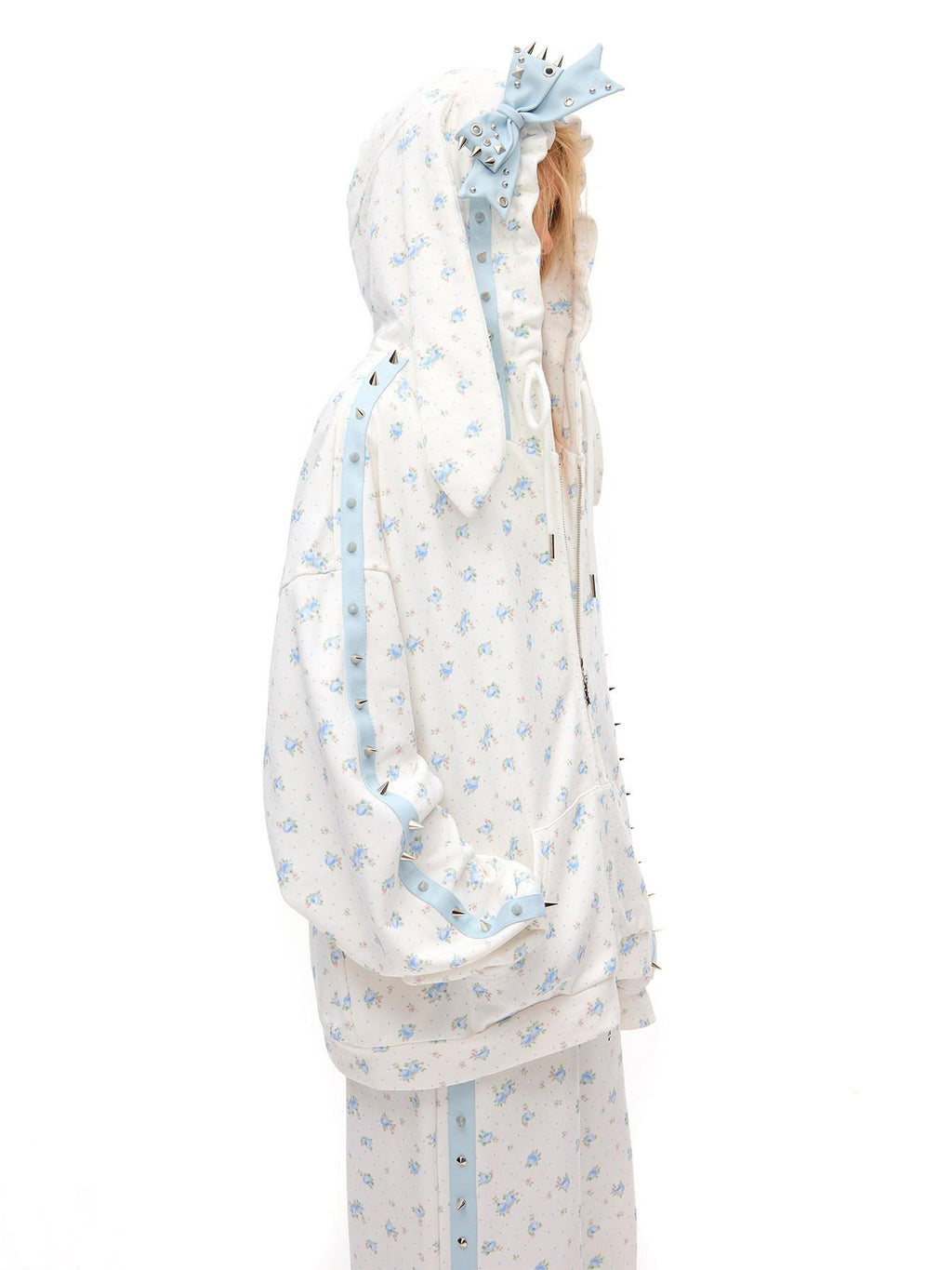 CFIERCE Soft 100 Percent Cotton Floral Loose Fit Hooded Zipper Unisex Pullover