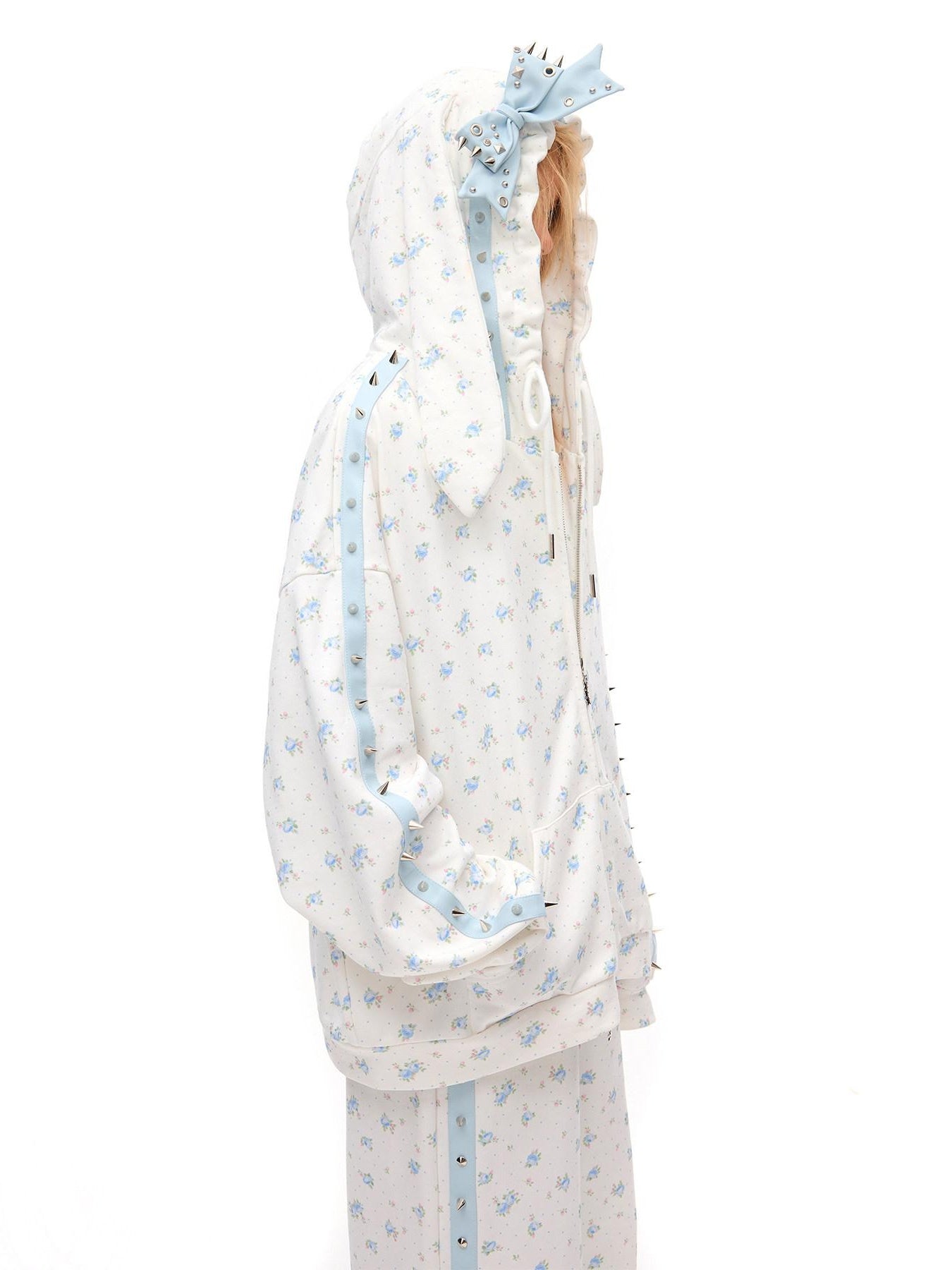 CFIERCE Soft 100 Percent Cotton Floral Loose Fit Hooded Zipper Unisex Pullover