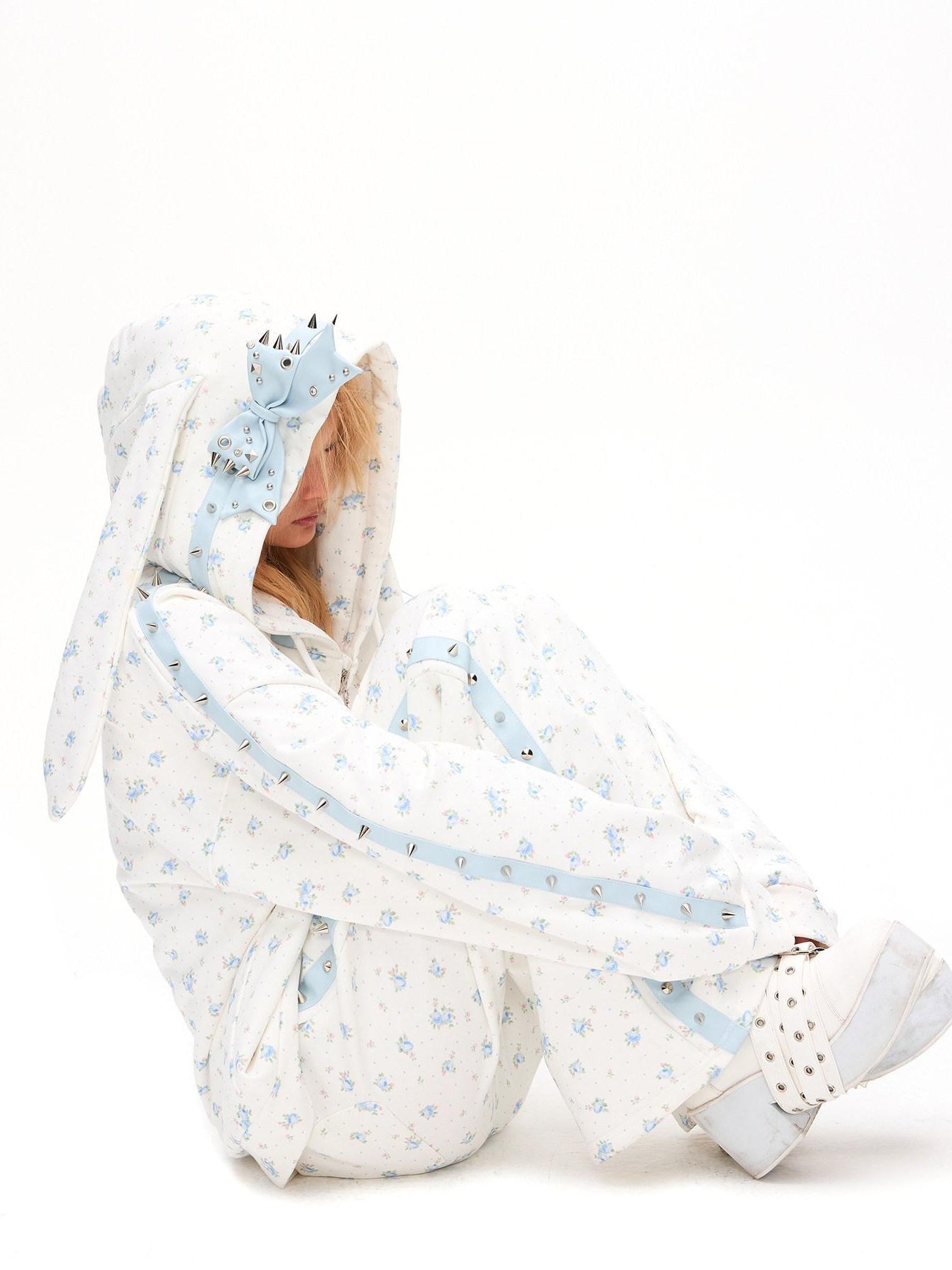 CFIERCE Soft 100 Percent Cotton Floral Loose Fit Hooded Zipper Unisex Pullover