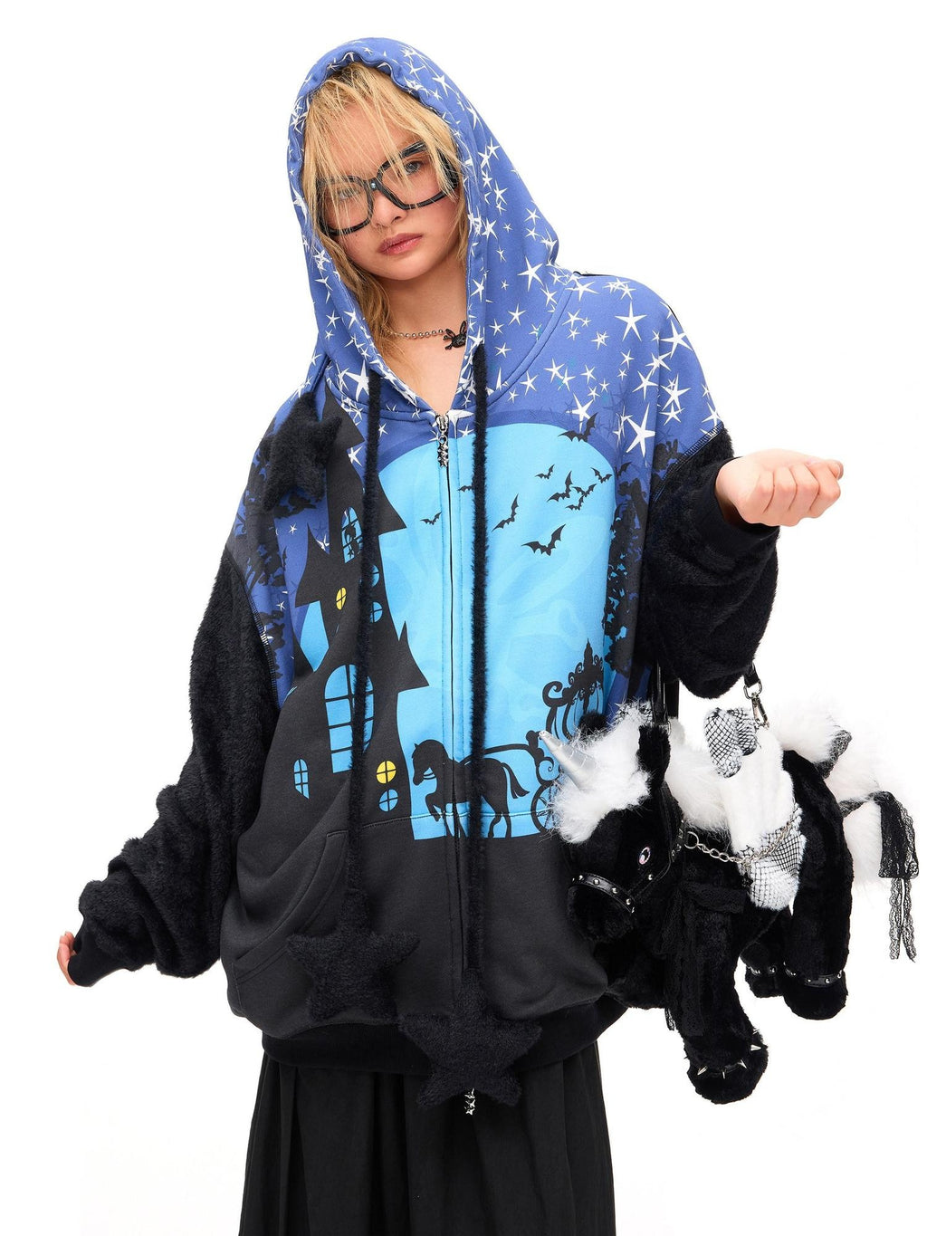 CFIERCE Soft 100 Percent Cotton Loose Oversized Zip Hooded Pullover Unisex Hoodie