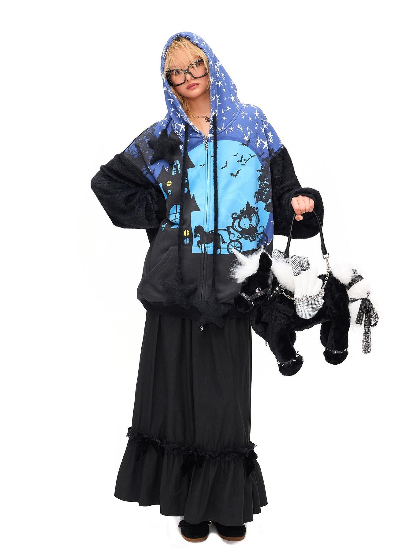 CFIERCE Soft 100 Percent Cotton Loose Oversized Zip Hooded Pullover Unisex Hoodie