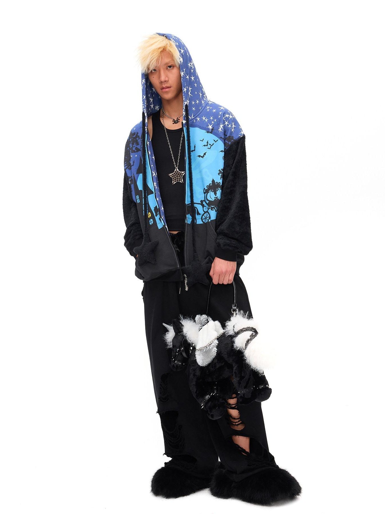 CFIERCE Soft 100 Percent Cotton Loose Oversized Zip Hooded Pullover Unisex Hoodie