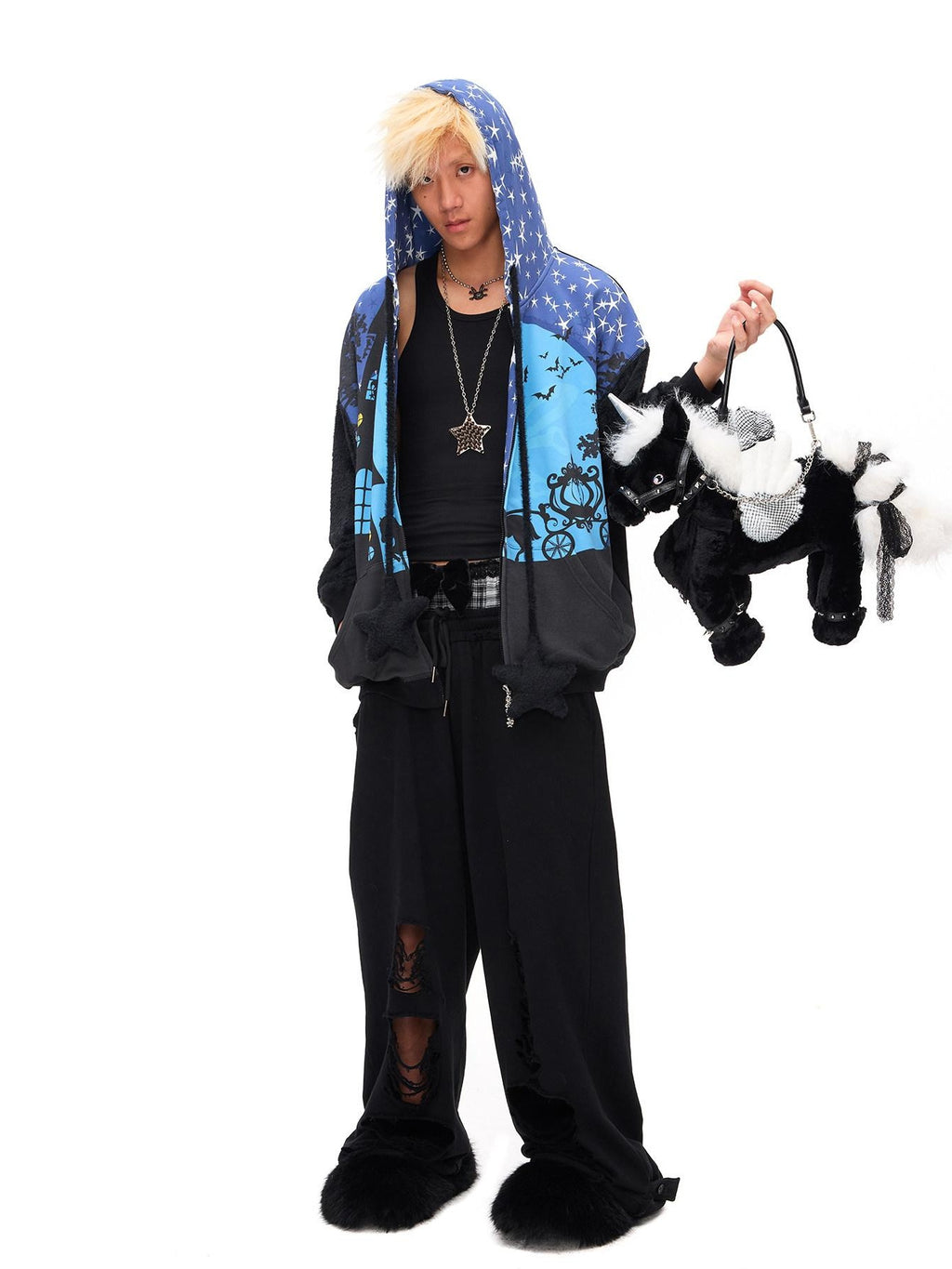 CFIERCE Soft 100 Percent Cotton Loose Oversized Zip Hooded Pullover Unisex Hoodie